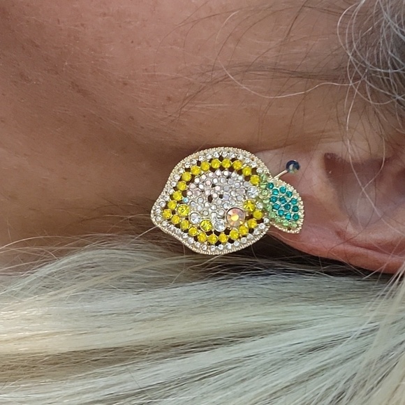 LEMON SPARKLE OVERSIZED EARRINGS - Picture 1 of 8